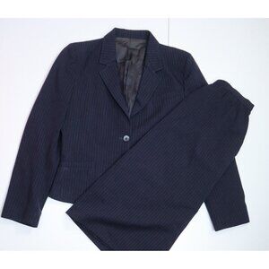 VINTAGE WOMEN'S NAVY BLUE PINSTRIPE SKIRT SUIT - ERIC SANDS - SEE MEASUREMENTS